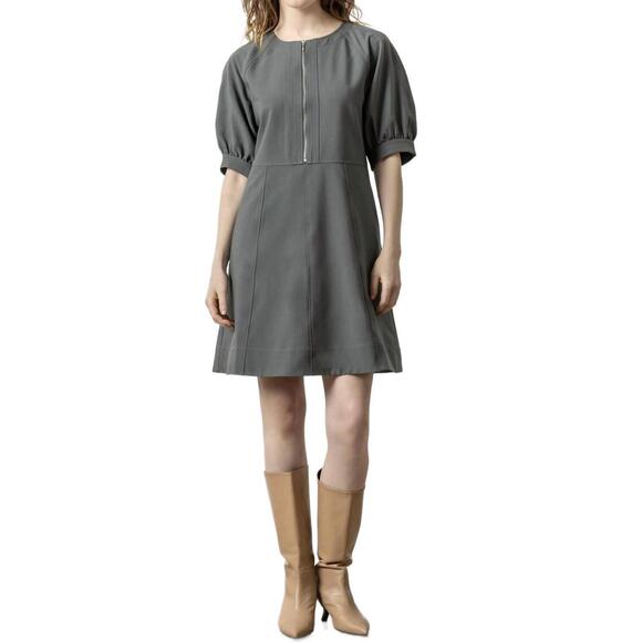 NEW LILLA P zip front flared dress in slate